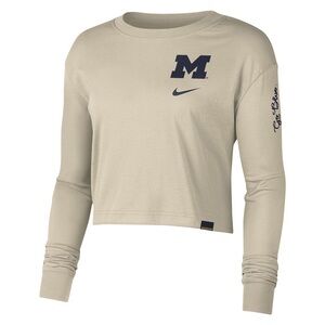 Nike Michigan Wolverines Varsity Letter Long Sleeve Crop Tee